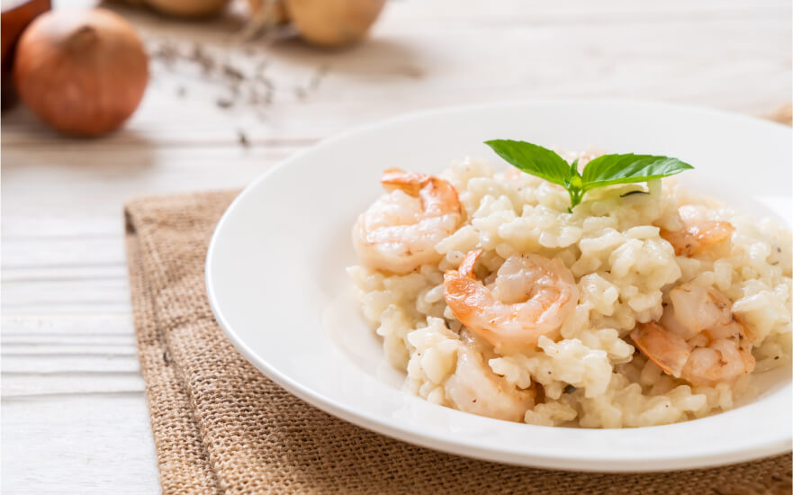 Ризотто с креветками в белом вине